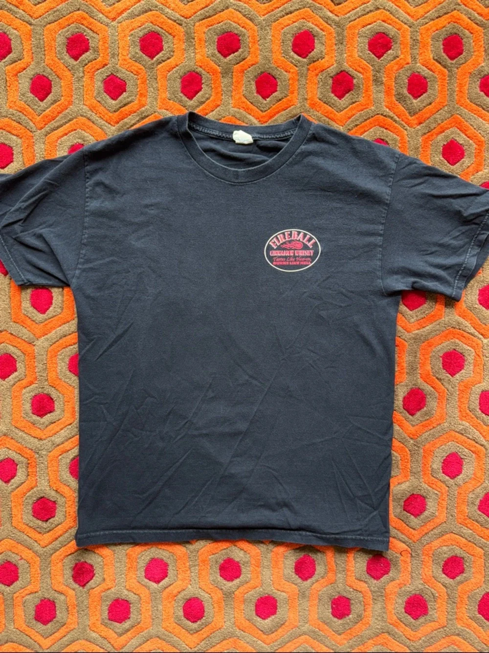 MAKE OFFER! Fireball Cinnamon Whisky Black Short-Sleeve Crewneck T-Shirt Tee LG - Picture 3 of 5